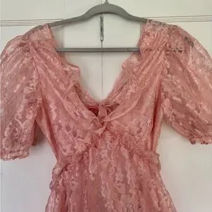chinese dress ladies Pink Rhinestone Lace Midi Dress – self-portrait-US